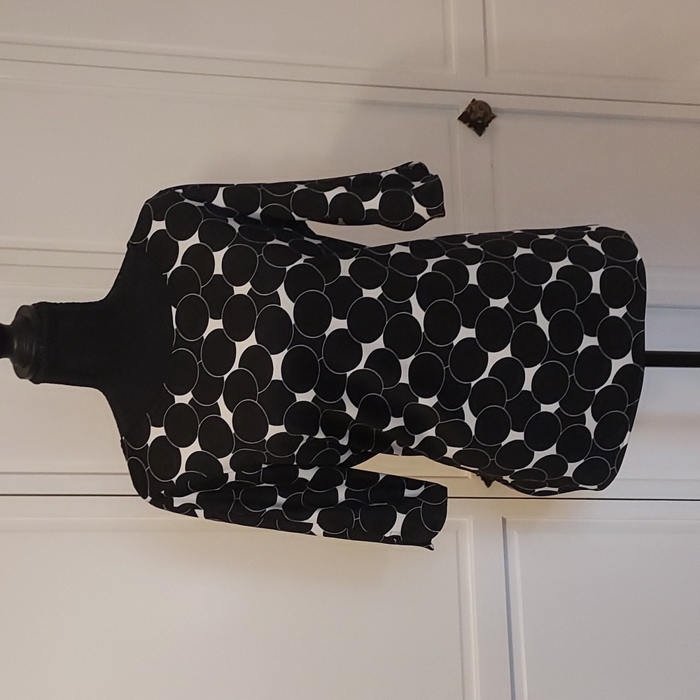 Black And White Polka Dot Blouse Top Vintage Retro